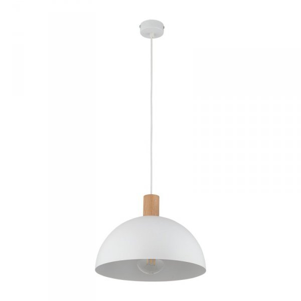 TK LIGHTING OSLO WHITE 4851 LAMPA WISZĄCA METALOWA BIAŁA Z DREWNEM W STYLU SKANDYNAWSKIM