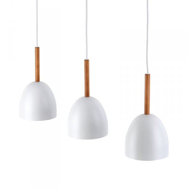 TK LIGHTING NORD WHITE 4869 LAMPA WISZĄCA BIAŁA Z DREWNEM NAD STÓŁ