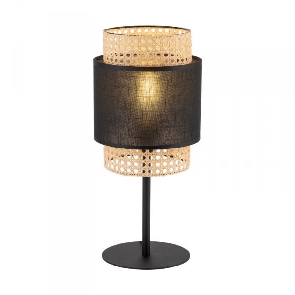 TK LIGHTING BOHO BLACK 5567 LAMPKA NOCNA STOŁOWA CZARNA Z ABAŻUREM RATTANOWA