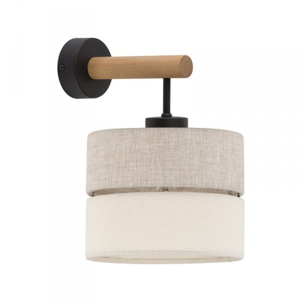 TK LIGHTING ECO 5776 KINKIET DREWNIANY Z ABAŻUREM Z TKANINY NATURALNEJ BEŻOWO SZARY