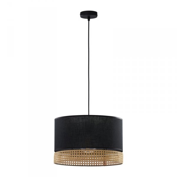 TK LIGHTING 6543 PAGLIA NEW BLACK LAMPA WISZĄCA CZARNA NA LISTWIE CZARNY ABAŻUR RATTAN EKO NATURAL BOHO