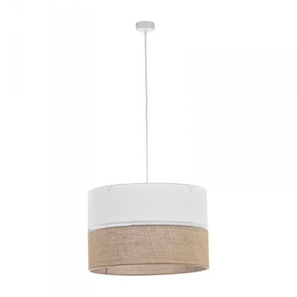 TK LIGHTING LINOBIANCO 6573 LAMPA WISZĄCA BIAŁA Z ABAŻUREM W STLU SKANDYNAWSKIM ABAŻUR 50CM