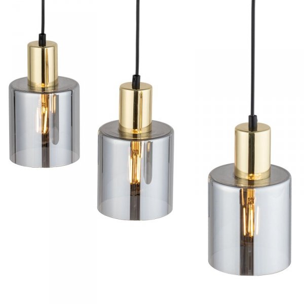 TK LIGHTING SIERRA GOLD 6662 LAMPA WISZĄCA CZARNO ZŁOTA GRAFITOWE SZKLANE KLOSZE
