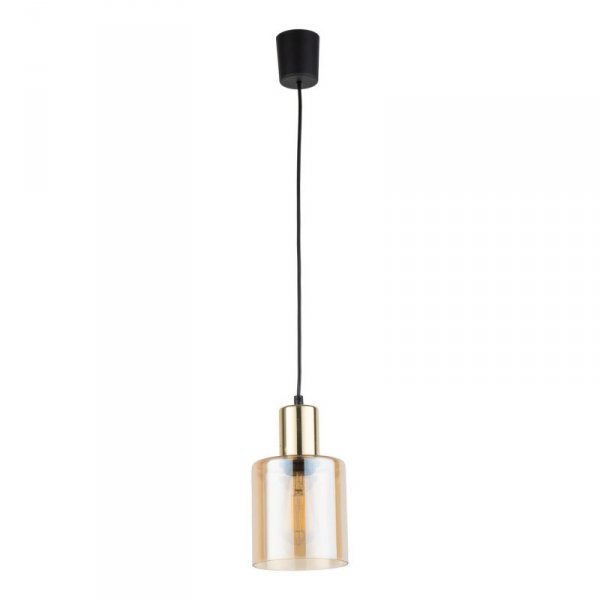 TK LIGHTING SIERRA GOLD 6665 LAMPA WISZĄCA CZARNO ZŁOTA BURSZTYOWY KLOSZ