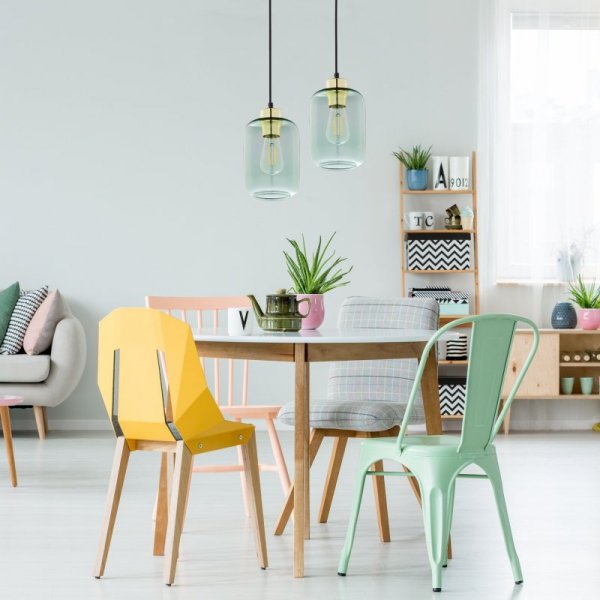TK LIGHTING MARCO GREEN 6696 LAMPA WISZĄCA CZARNO ZŁOTA Z ZIELONYM KLOSZEM