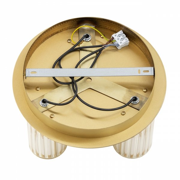 LAMPA SUFITOWA PLAFON ZŁOTY MOSIĄDZ SZCZOTKOWANY 30CM ZE SZKLANYMI KLOSZAMI W STYLU GLAMOUR DO SALONU SYPIALNI KUCHNI HAMPTON 6304