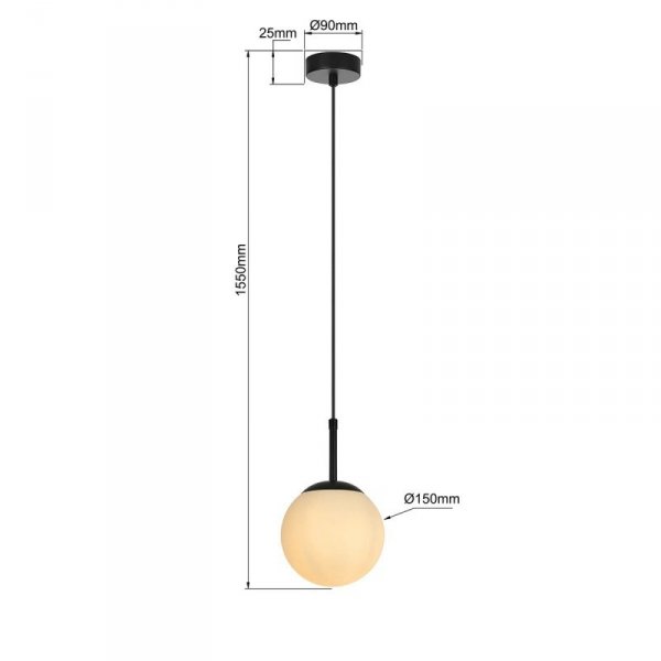 LAMPA WISZĄCA CZARNA KULA SZKLANA NAD STÓŁ DORADO LIGHT PRESTIGE LP-002/1P BK