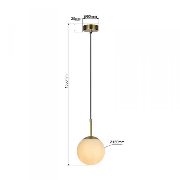 LAMPA WISZĄCA ZŁOTA KULA SZKLANA NAD STÓŁ DORADO LIGHT PRESTIGE  LP-002/1P 