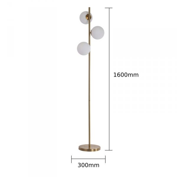 LAMPA PODŁOGOWA STOJĄCA ZŁOTA SZKLANE KULE BIAŁE LIGHT PRESTIGE DORADO  3xE14 złota LP-002/3F