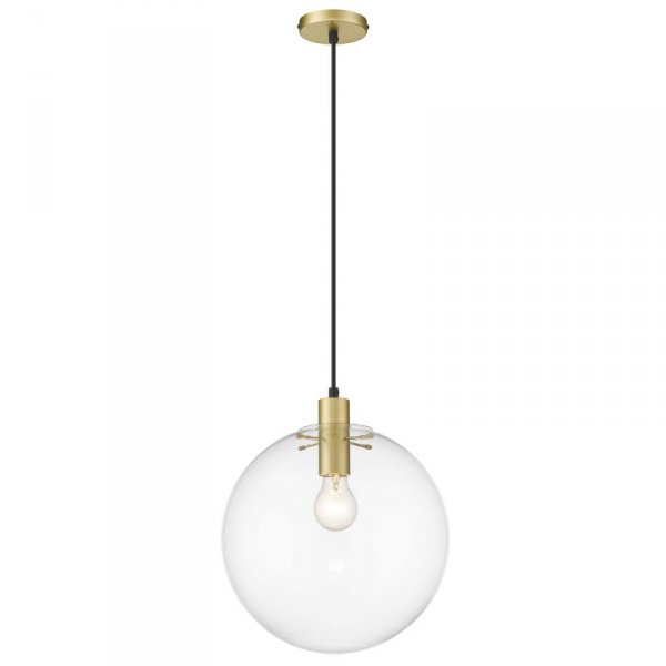 LAMPA WISZĄCA SZKLANA ZŁOTA KULA 30CM TRANSPARENTNA DO SALONU POKOJU SYPIALNI LIGHT PRESTIGE PUERTO LP-004/1P L GD