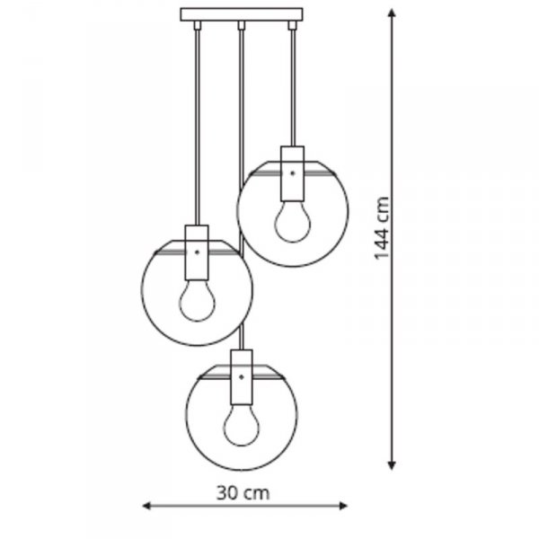 LIGHT PRESTIGE PUERTO LP-004/3P BK LAMPA WISZĄCA CZARNA SZKLANE KULE POTRÓJNA NA KOLE