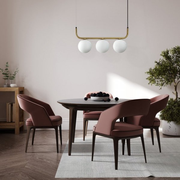 LAMPA WISZĄCA ZŁOTA Z BIAŁYMI KULAMI NAD STÓŁ DO SALONU KUCHNI JADALNI KULE BIAŁE LP-005/3L GD LIGHT PRESTIGE ALISA