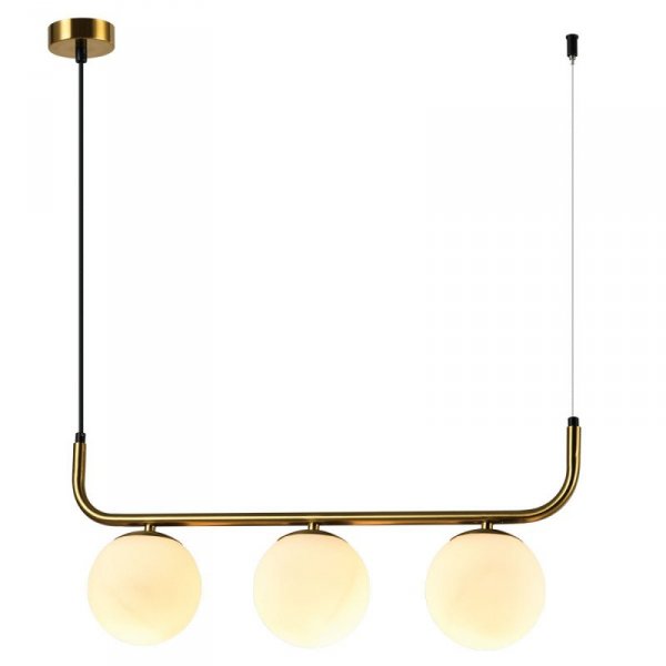 LAMPA WISZĄCA ZŁOTA Z BIAŁYMI KULAMI NAD STÓŁ DO SALONU KUCHNI JADALNI KULE BIAŁE LP-005/3L GD LIGHT PRESTIGE ALISA