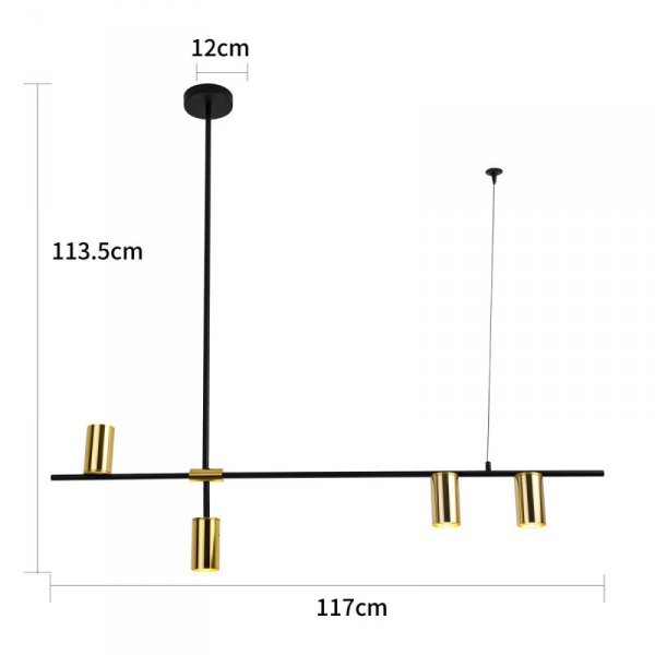 LAMPA WISZĄCA CZARNO ZŁOTA NAD STÓŁ TUBY LIGHT PRESTIGE ARIZONA LP-074/4PL BK/GD