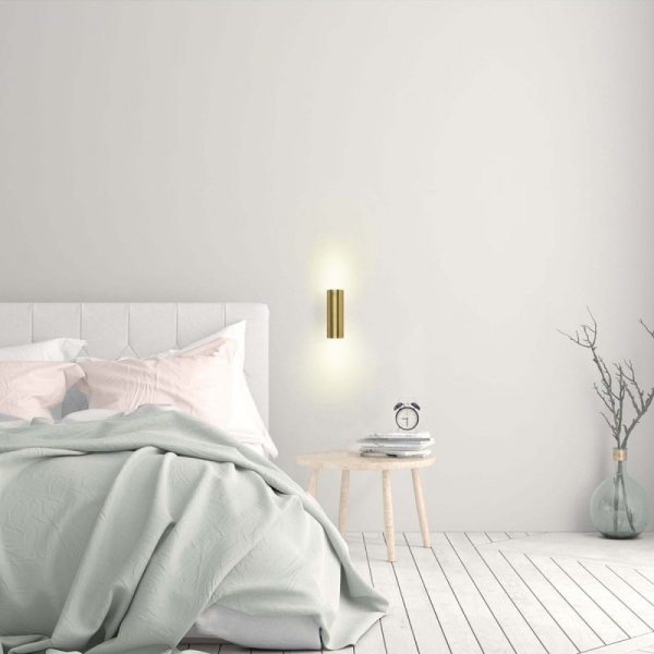 KINKIET METALOWY TUBA ZŁOTA ŚWIECI GÓRA DÓŁ DO SALONU SYPIALNI LIGHT PRESTIGE TORRE LP-108/1W GD