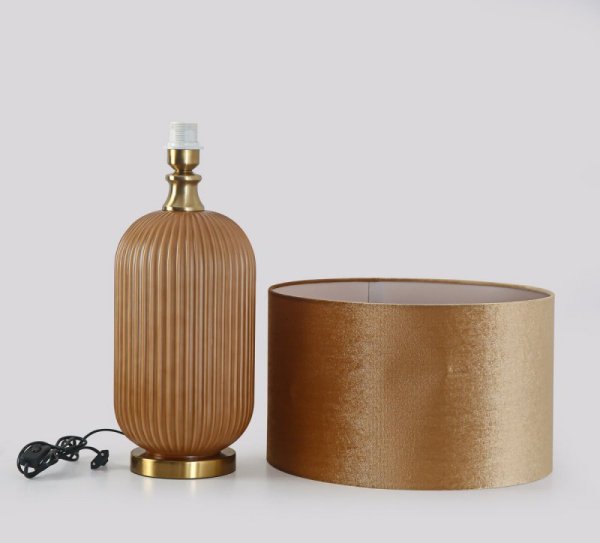 LAMPA STOŁOWA SZKLANA ZŁOTA GLAMOUR DO SALONU NA KOMODĘ LIGHT PRESTIGE TAMIZA  LP-1515/1T big gold