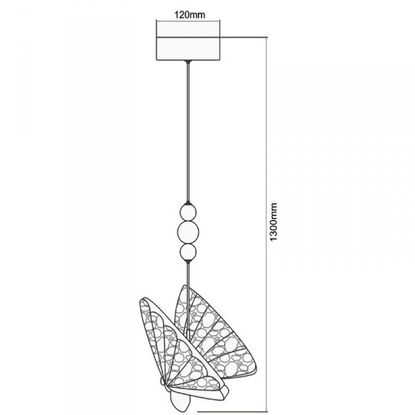 LAMPA WISZĄCA WAŻKA MOTYL ZŁOTA DESINGERSKA  	LP-1715/1P color
