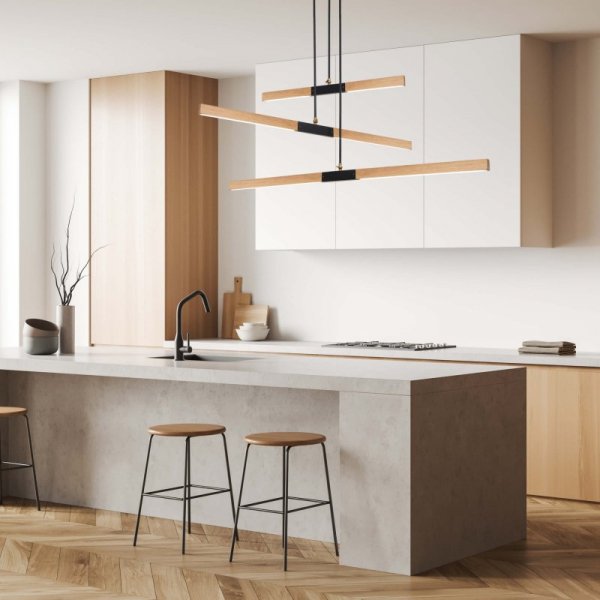 LAMPA WISZĄCA DREWNIANA LISTWY LED BELKI DO KUCGNI SALONU POKOJU LIGHT PRESTIGE LUGANO LP-2828/1P -132
