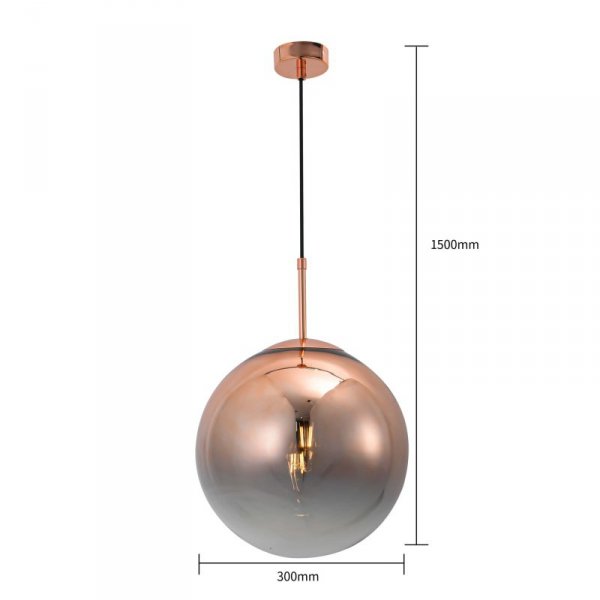 LAMPA WISZĄCA KULA MIEDZIANA 30CM SZKLANA LIGHT PRESTIGE PALLA LP-2844/1P MI