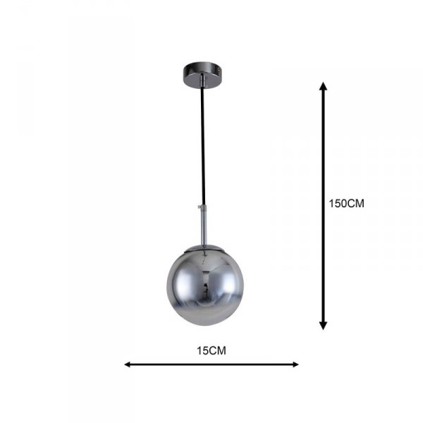 LAMPA WISZĄCA KULA CHROM SREBRNA 15CM MAŁA SZKLANA LIGHT PRESTIGE PALLA LP-2844/1P S CH 