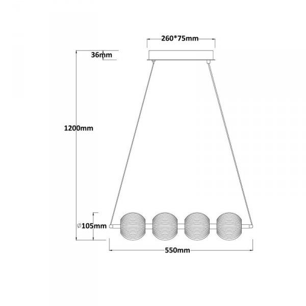 Lampa wisząca Brillant 4 złota LED CCT