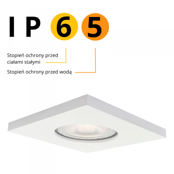 OPRAWKA HALOGENOWA WPUSZCZANA OCZKO KWADRATOWE HERMETYCZNE BIAŁE DO ŁAZIENKI LIGHT PRESTIGE LAGOS  IP65 LP-440/1RS WH square