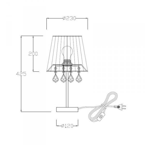 LAMPKA STOŁOWA NOCNA GLAMOUR CHROM CZARNA Z KRYSZTAŁKAMI LIGHT PRESTIGE MONA  LP-5005/1TS