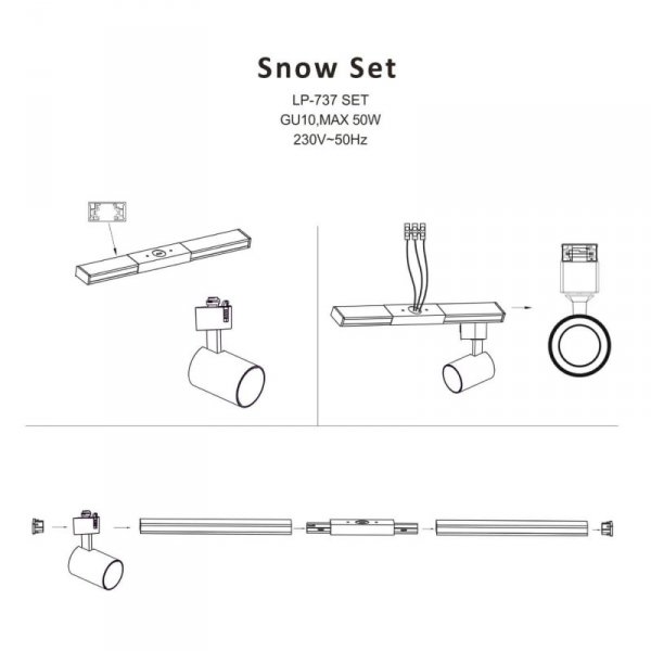 GOTOWY ZESTAW SZYNOPRZEWÓD BIAŁY LIGHT PRESTIGE SNOW 1-FAZOWY LP-737 WH SET
