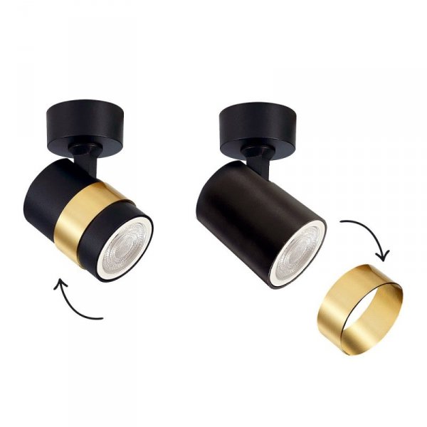KINKIET SPOT REFLEKTOR CZARNO ZŁOTY ZE ZŁOTYM PIERŚCIENIEM LIGHT PRESTIGE ANILLO  LP-770/1W BK