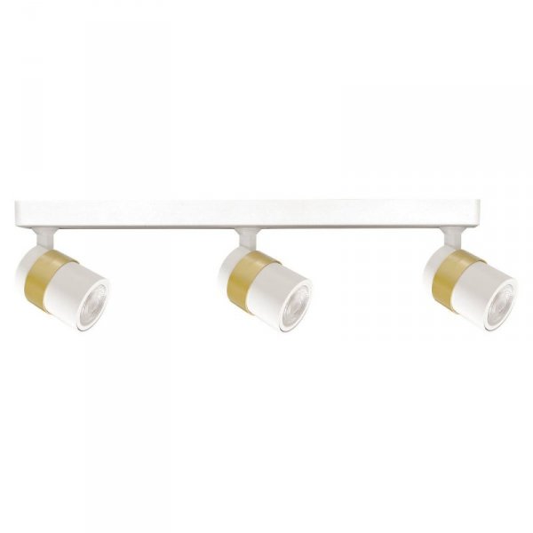 LAMPA SUFITOWA PLAFON SPOT BIAŁY ZE ZŁOTYM PIERŚCIENIEM POTRÓJNY REFLEKTOR LIGHT PRESTIGE ANILLO  LP-770/3W WH