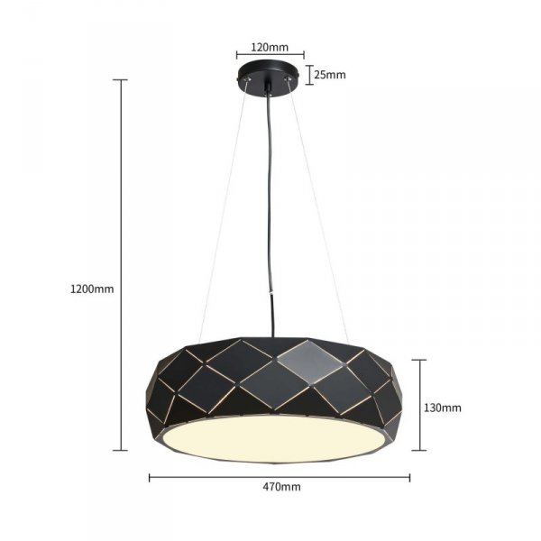 LAMPA WISZĄCA CZARNA DEKORACYJNA OKRĄGŁA DO SALONU SYPIALNI POKOJU NAD STÓŁ LIGHT PRESTIGE REUS LP-8069/1P BK