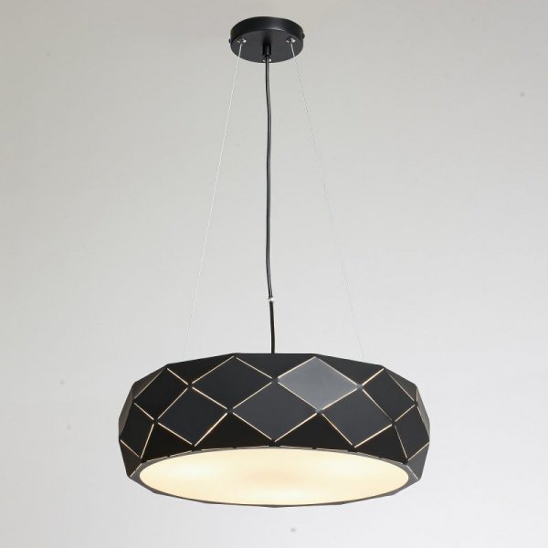 LAMPA WISZĄCA CZARNA DEKORACYJNA OKRĄGŁA DO SALONU SYPIALNI POKOJU NAD STÓŁ LIGHT PRESTIGE REUS LP-8069/1P BK