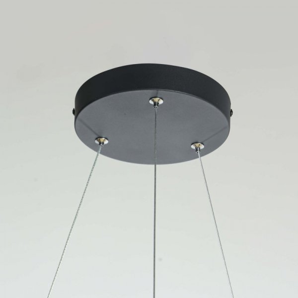 LAMPA WISZĄCA CZARNA RING KOŁO OBRĘCZ DEKORACYJNA LED OKRĄGŁA DO SALONU SYPIALNI POKOJU LIGHT PRESTIGE REUS LP-8069/1P LED BK