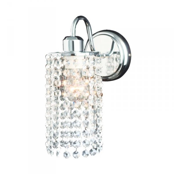 KINKIET KRYSZTAŁOWY CHROM Z KRYSZTAŁKAMI SREBRNY DO SALONU SYPIALNI GLAMOUR LIGHT PRESTIGE BRIGHT CRYSTAL LP-812/1W