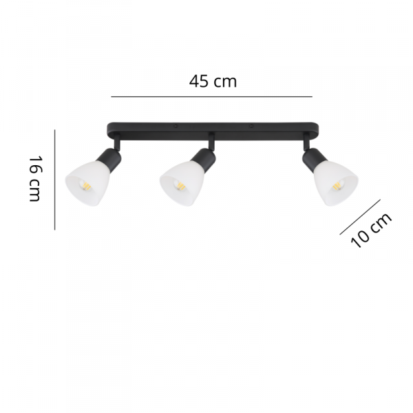 LAMPA SUFITOWA PLAFON SPOT REFLEKTOR CZARNY SZKLANE KLOSZE LIGHT PRESTIGE MALTA  LP-877/3W BK
