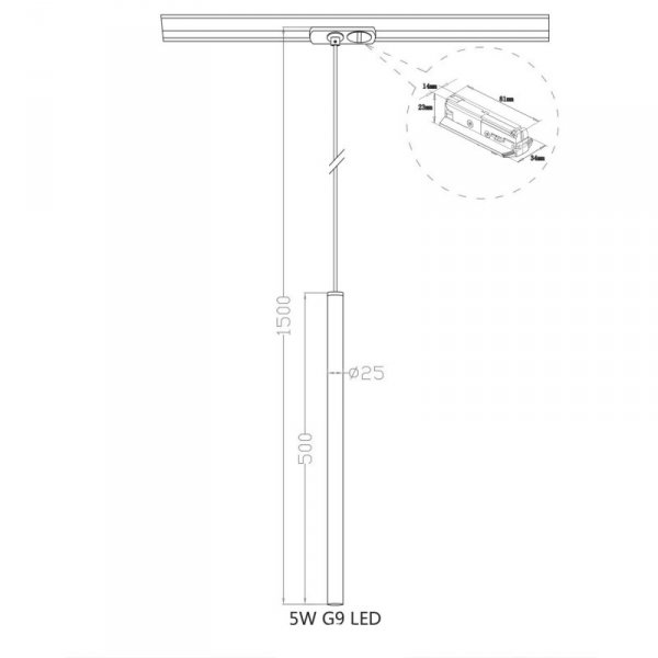 Lampa wisząca Lungo 1 do szynoprzewodu 1F 1xG9 złota LP-894/1P GD 1F