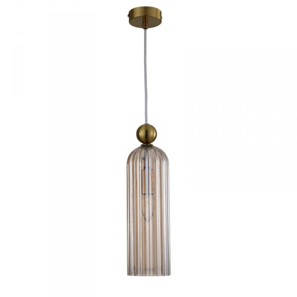 LAMPA WISZĄCA ZŁOTA Z BURSZTYNOWYM KOLSZEM GLAMOUR DO SALONU SYPIALNI JADALNI LIGHT PRESTIGE PIEGA LP-939/1P amber