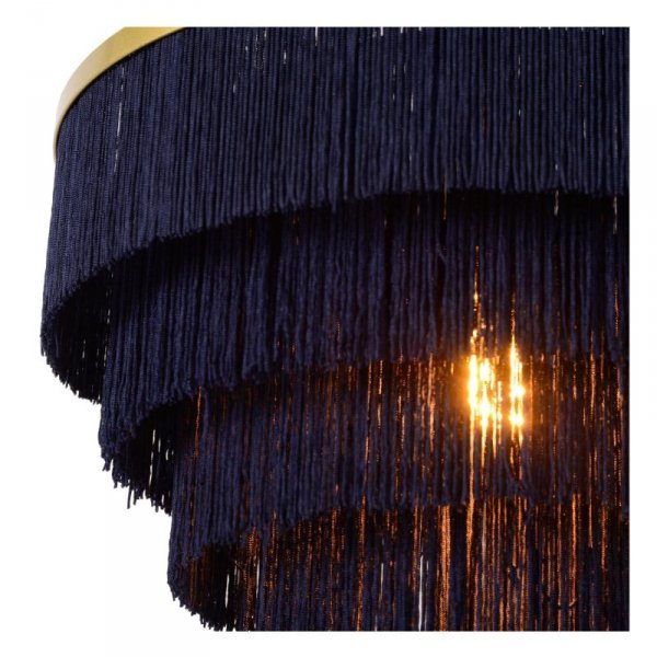 LAMPA WISZĄCA GRANATOWO ZŁOTA ABAŻUR FRĘDZELKI GRANATOWA DO SYPIALNI W STYLU GLAMOUR EXTRAVAGANZA FRILLS 03442/42/02 LUCIDE