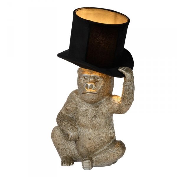 LAMPKA NOCNA STOŁOWA GORYL MAŁPKA Z KAPELUSZEM CZARNY ABAŻUR LUCIDE EXTRAVAGANZA GUST 10503/81/30