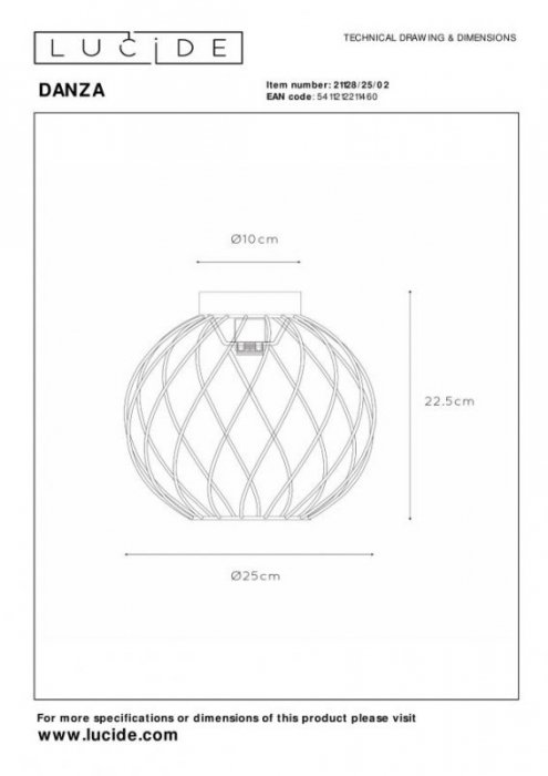 LAMPA CZARNO ZŁOTA METALOWA DRUCIANA LUCIDE DANZA 21128/25/02