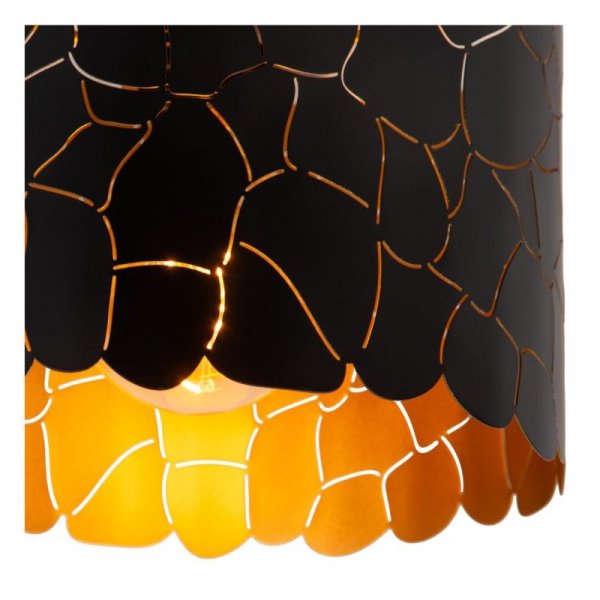 LAMPA SUFITOWA PLAFON ABAŻUR CZARNO ZŁOTY DO SALONU SYPIALNI LUCIDE ALMELO