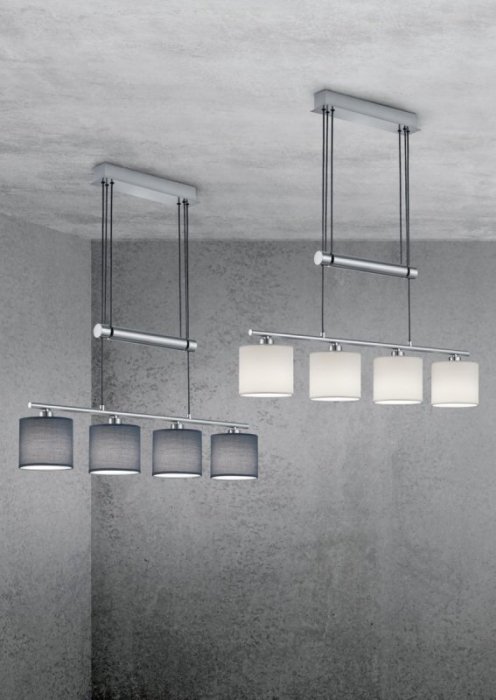 LAMPA WISZĄCA NAD STÓŁ REGULOWANA WYSOKOŚĆ DO JADALNI Z BIAŁYMI ABAŻURAMI GARDA 305400401 TRIO