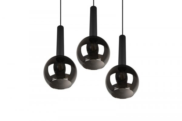 LAMPA WISZĄCA CZARNA NAD STÓŁ NA KOLE POTRÓJNA SZKLANE KLOSZE LUSTRZANE NOWOCZESNA DO KUCHNI JADALNI SALONU CLAYTON 310390332 TRIO