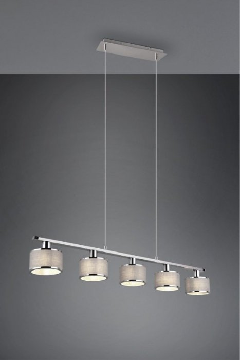 LAMPA WISZĄCA CHROM Z ABAŻUREM NAD STÓŁ DO JADALNI SALONU  KAPRUN 311600506 TRIO