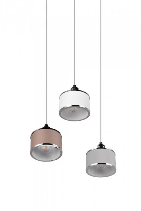 LAMPA WISZĄCA CHROM Z ABAŻUREM NAD STÓŁ DO JADALNI SALONU  KAPRUN 311630306 TRIO