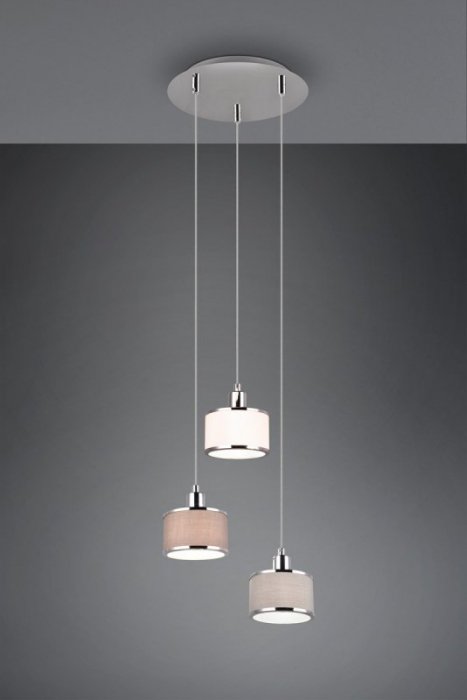 LAMPA WISZĄCA CHROM Z ABAŻUREM NAD STÓŁ DO JADALNI SALONU  KAPRUN 311630306 TRIO