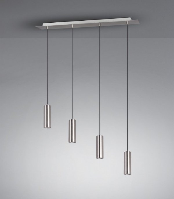 LAMPA WISZĄCA TUBY NAD STÓŁ BAR WYSPĘ SREBRNE MATOWE NIKIEL NOWOCZESNA DO SALONU JADALNI KUCHNI MARLEY 312400407 TRIO