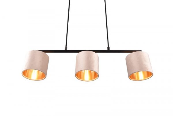 LAMPA WISZĄCA BEŻOWE ABAŻURY ZE ZŁOTYM ŚRODKIEM NAD STÓŁ DO JADALNI SALONU JULIETA 319000344 TRIO
