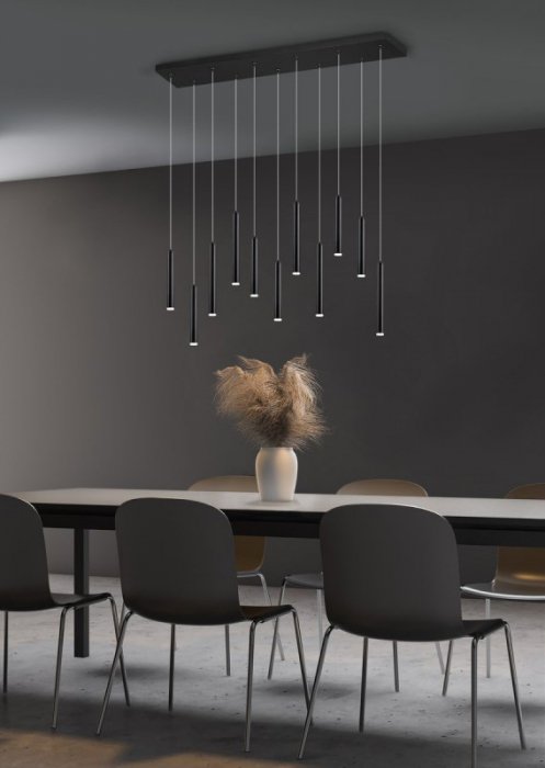 LAMPA WISZĄCA LED CZARNA TUBY SOPLE NA LISTWIE DO SALONU SYPIALNI JADALNI TUBULAR 321611132 TRIO