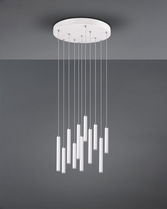 LAMPA WISZĄCA LED BIAŁA TUBY SOPLE NA KOLE DO SALONU SYPIALNI JADALNI TUBULAR 321691131 TRIO